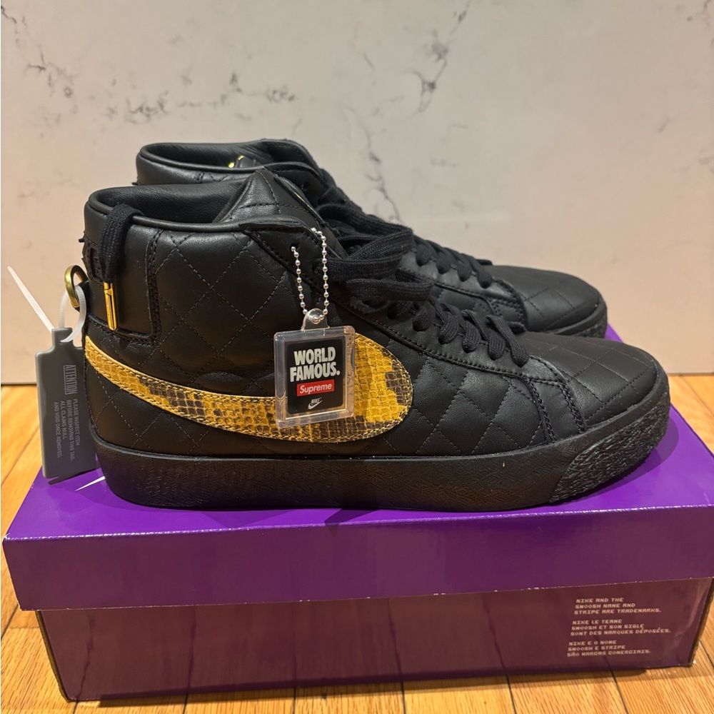 Supreme Black and Gold Quilted High-Tops